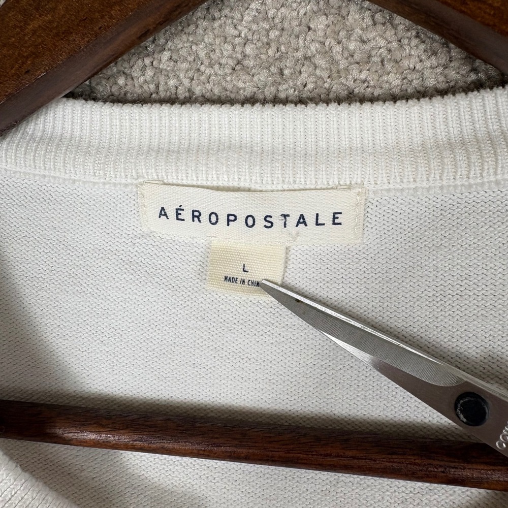 Aeropostale Womens White Floral Button Front Cardigan Sweater Large Pink Green - Picture 4 of 7
